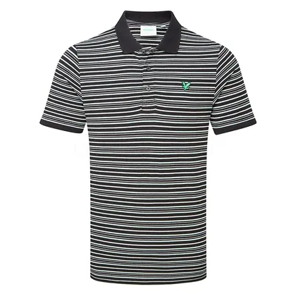 Lyle & Scott Green Eagle Striped Golf Polo Shirt Jet Black/Sea Breeze Blue/Subtle Pink SP2011VOTG-Y634