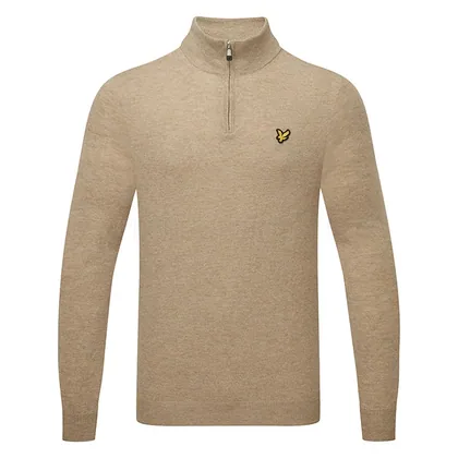 Lyle & Scott Lambswool 1/4 Zip Golf Sweater Oatmeal KN2291G-X931