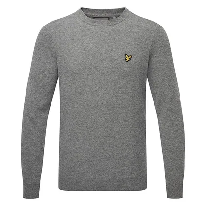 Lyle & Scott Lambswool Crewneck Golf Sweater Mid Grey Marl KN2290G-T28