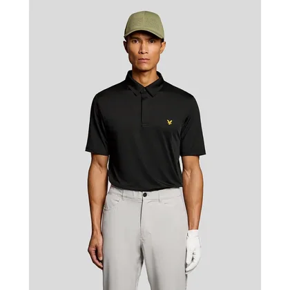 Lyle & Scott Men's Golf Concealed Placket Polo Shirt in Black