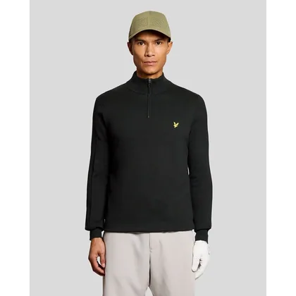 Lyle & Scott Men's Golf Cotton Blend 1/4 Zip Jumper in Black