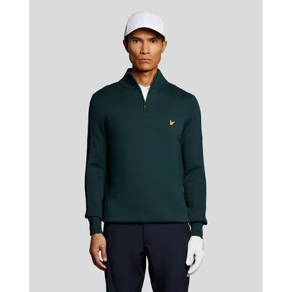 Lyle & Scott Men's Golf Cotton Blend 1/4 Zip Jumper in Green