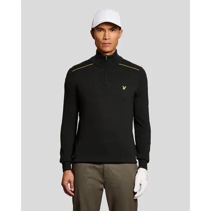 Lyle & Scott Men's Golf Cotton Tipped 1/4 Zip Jumper in Black