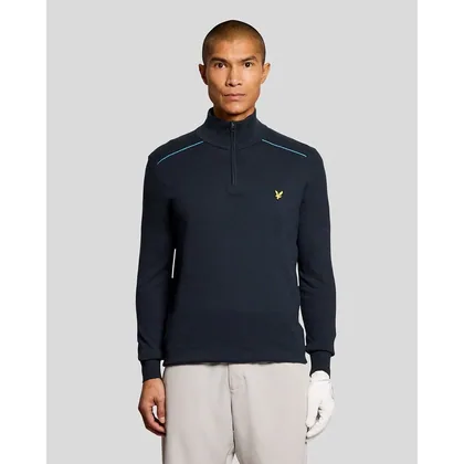 Lyle & Scott Men's Golf Cotton Tipped 1/4 Zip Jumper in Navy
