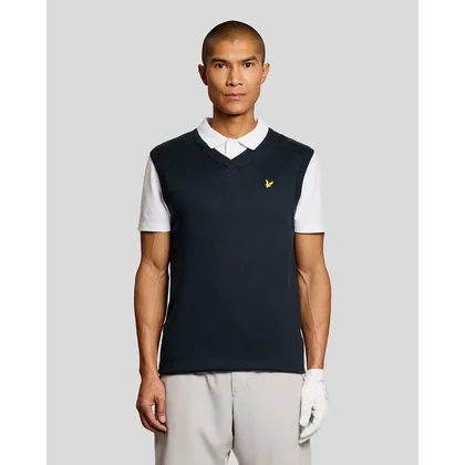 Lyle & Scott Men's Golf Lightweight Knitted V-Neck Vest in Navy