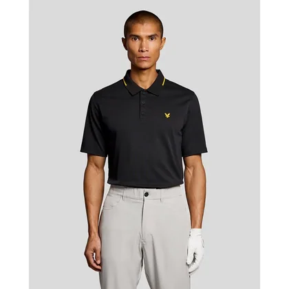 Lyle & Scott Men's Golf Tipped Technical Polo Shirt in Black