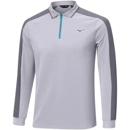 MIZUNO SHOWDOWN LONG SLEEVE GOLF POLO SHIRT - QUICKSILVER