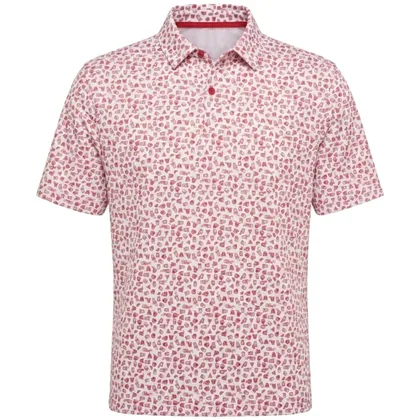 NIKE 2026 DRI-FIT VELOCITY MICRO PRINT GOLF POLO SHIRT - GYM RED / WHITE