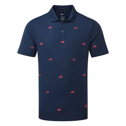 Nike Dri-FIT Par 5 Shoe Emblem Golf Polo Shirt College Navy/Hot Lava II4173-419