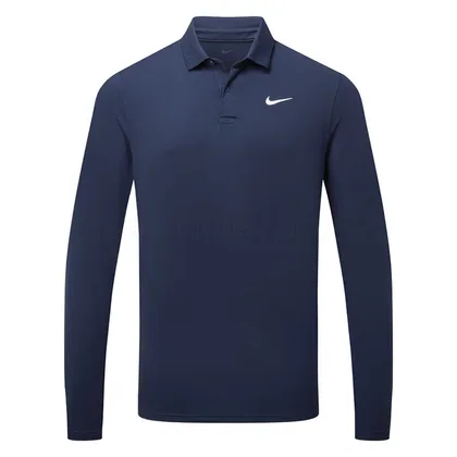 Nike Dri-FIT Velocity Solid Long Sleeve Golf Polo Shirt College Navy/White IB0239-419