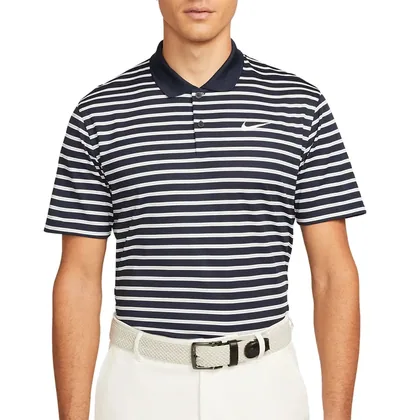 NIKE DRI-FIT VICTORY+ STRIPED GOLF POLO SHIRT - OBSIDIAN