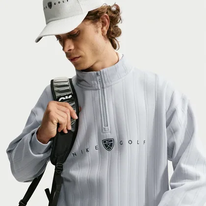 Nike Fairway Fresh Men's Therma-FIT Oversized 1/2-Zip Golf Top - Grey - Fleece