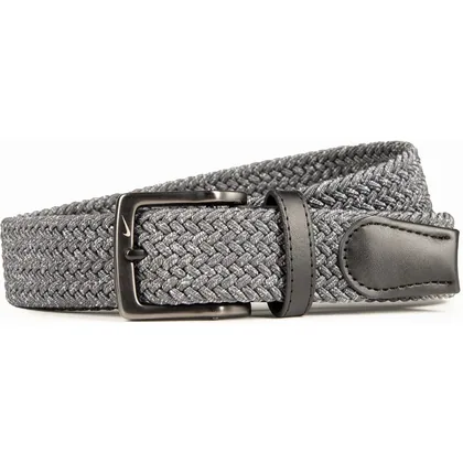 NIKE HEATHERED STRETCH WOVEN BELT - GREY / WHITE