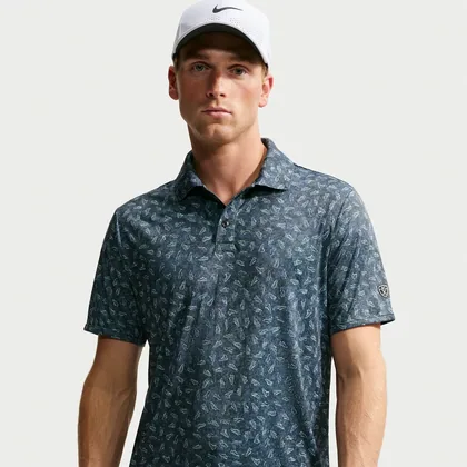 Nike Par Men's Dri-FIT Grass Print Golf Polo - Black