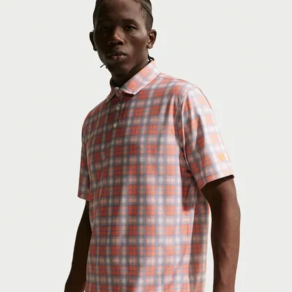 Nike Tailored Performance Tartan Men's Dri-FIT Golf Polo - Orange - Polyester