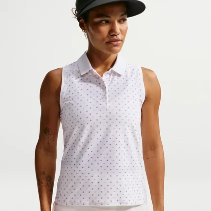 Nike Victory Women's Dri-FIT Sleeveless Printed Golf Polo - White