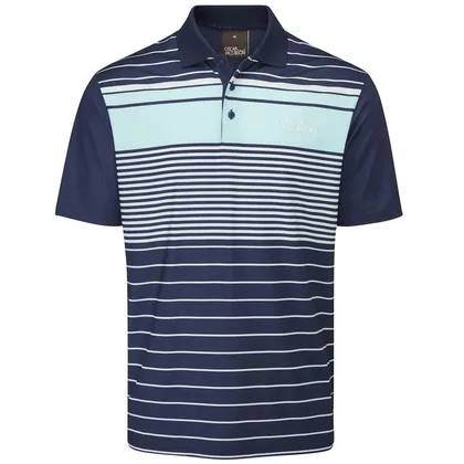 OSCAR JACOBSON CROFT GOLF POLO SHIRT - NAVY / COOL BLUE