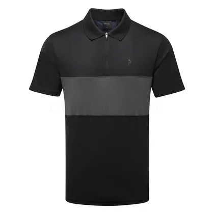 Peak Performance Player Zip Golf Polo Shirt Black/Motion Grey G80210010