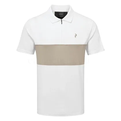 Peak Performance Player Zip Golf Polo Shirt White/Avid Beige G80210040