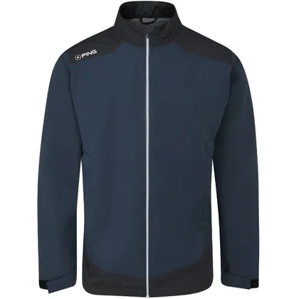 PING 2026 AQUADRIVE WATERPROOF GOLF JACKET - OXFORD BLUE / BLACK