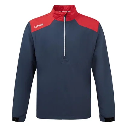 Ping AquaDrive 1/2 Zip Waterproof Golf Jacket Oxford Blue/Classic Red P03758-OCR