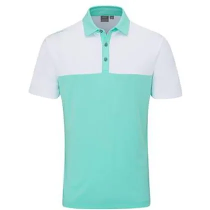 Ping Bodi Colourblock Golf Polo Shirt - Aruba Blue/White