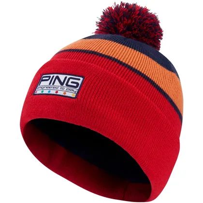 PING COLOUR CODED BOBBLE HAT - TOMATO