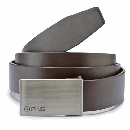 PING HUGHES LEATHER GOLF BELT - BROWN