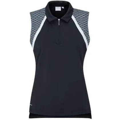 Ping Ladies Ansie Sleeveless Zip Neck Golf Polo - Navy/White