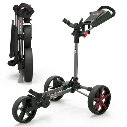 POWAKADDY 2026 DLX LITE FF GOLF PUSH CART - GUN METAL / RED +FREE GIFT
