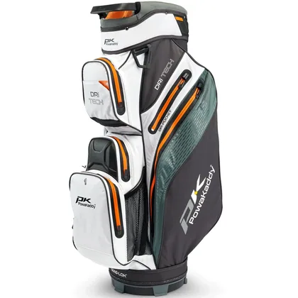 POWAKADDY 2026 DRI-TECH GOLF CART BAG – GREY / WHITE / ORANGE +FREE GIFT