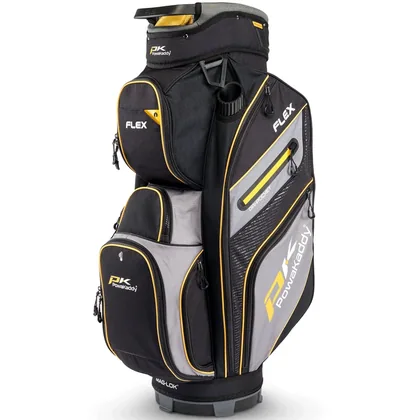 POWAKADDY 2026 FLEX GOLF CART BAG – BLACK / GUNMETAL / YELLOW +FREE GIFT
