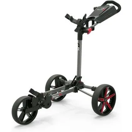 PowaKaddy DLX-Lite FF Push Cart Golf Trolley - Gunmetal/Red