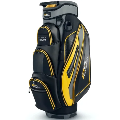 POWAKADDY PREMIUM TECH GOLF CART BAG - BLACK / YELLOW +FREE GIFT
