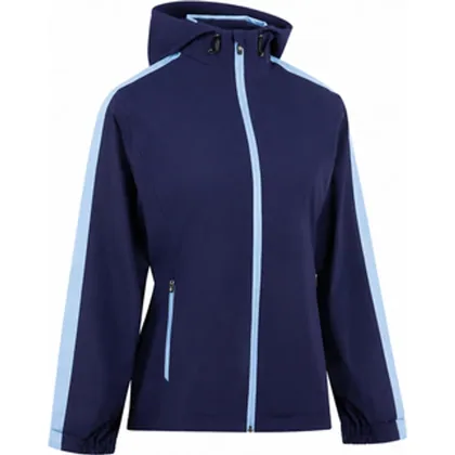 ProQuip Ladies Paige Hooded Waterproof Golf Jacket - Navy/Bonnie Blue