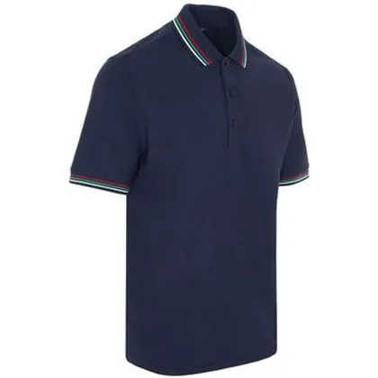 Striped Collar Golf Polo Shirt - Navy/Red