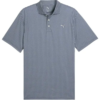 PUMA 2026 CLOUDSPUN MONO CHECK GOLF POLO SHIRT - WHITE GLOW / DEEP NAVY
