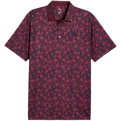 PUMA 2026 MATTR CARMELA FLORAL GOLF POLO SHIRT - DEEP NAVY / RUBY SHIMMER