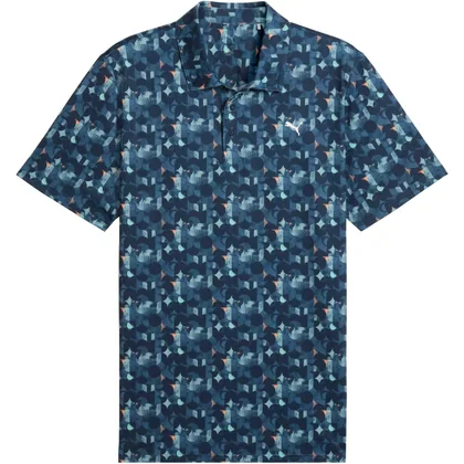 PUMA 2026 MATTR DECO GOLF POLO SHIRT - DEEP NAVY / MINT JELLY