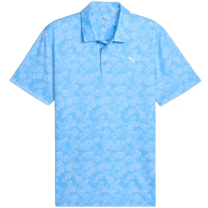PUMA 2026 PURE 2.0 FLORAL GOLF POLO SHIRT - TEAM LIGHT BLUE