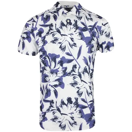 PUMA MATTR BROKEN FLOWER GOLF POLO SHIRT - WHITE / BLUE