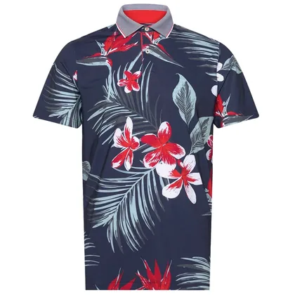 PUMA MATTR LUAU GOLF POLO SHIRT - NAVY / RED