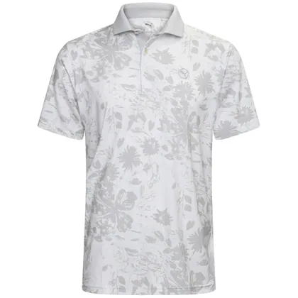 PUMA MATTR ROSE GOLF POLO SHIRT - GREY / WHITE