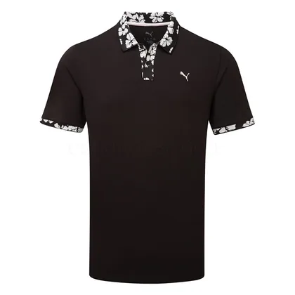Puma Modalon Floral Rib Golf Polo Shirt Puma Black/Rose Blossom 634855-01