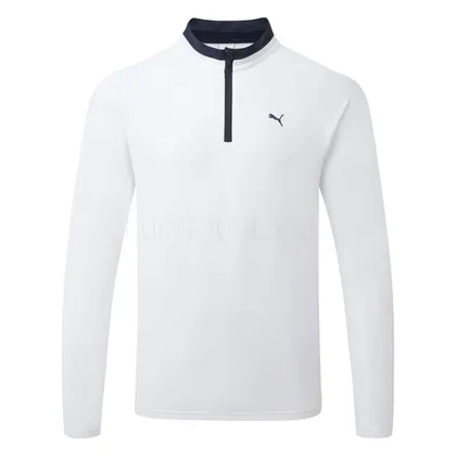 Puma Pure 3.0 1/4 Zip Golf Sweater White Glow/Deep Navy 635475-01