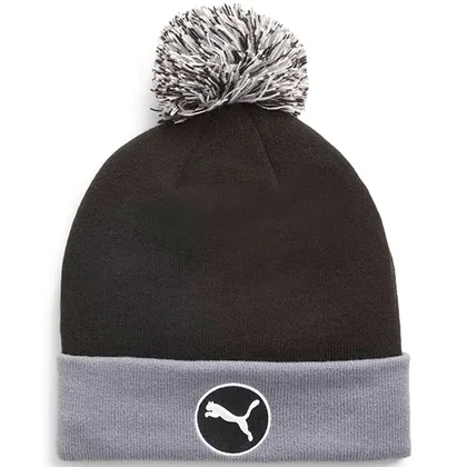 PUMA REMOVABLE POM BEANIE HAT - PUMA BLACK / SLATE SKY