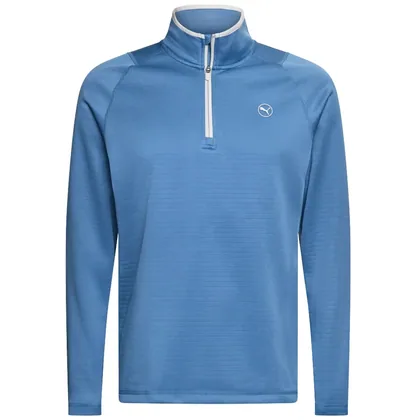 PUMA WAFFLE FLEECE 1/4 ZIP JUMPER - BLUE HORIZON