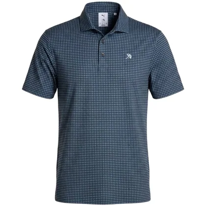 PUMA X ARNOLD PALMER 2026 MATTR GEO GOLF POLO SHIRT - DEEP NAVY / LEMON BUTTER