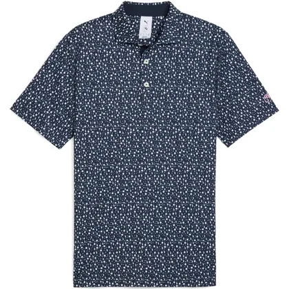 PUMA X ARNOLD PALMER 2026 TEA TIME GOLF POLO SHIRT - DEEP NAVY / PALE PINK
