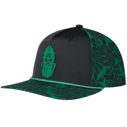 PXG 2026 DARKNESS TIKI SKULL 5 PANEL CURVED BILL CAP - BLACK